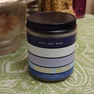 Bath & Body Works Turquoise Waters single wick candle white in color